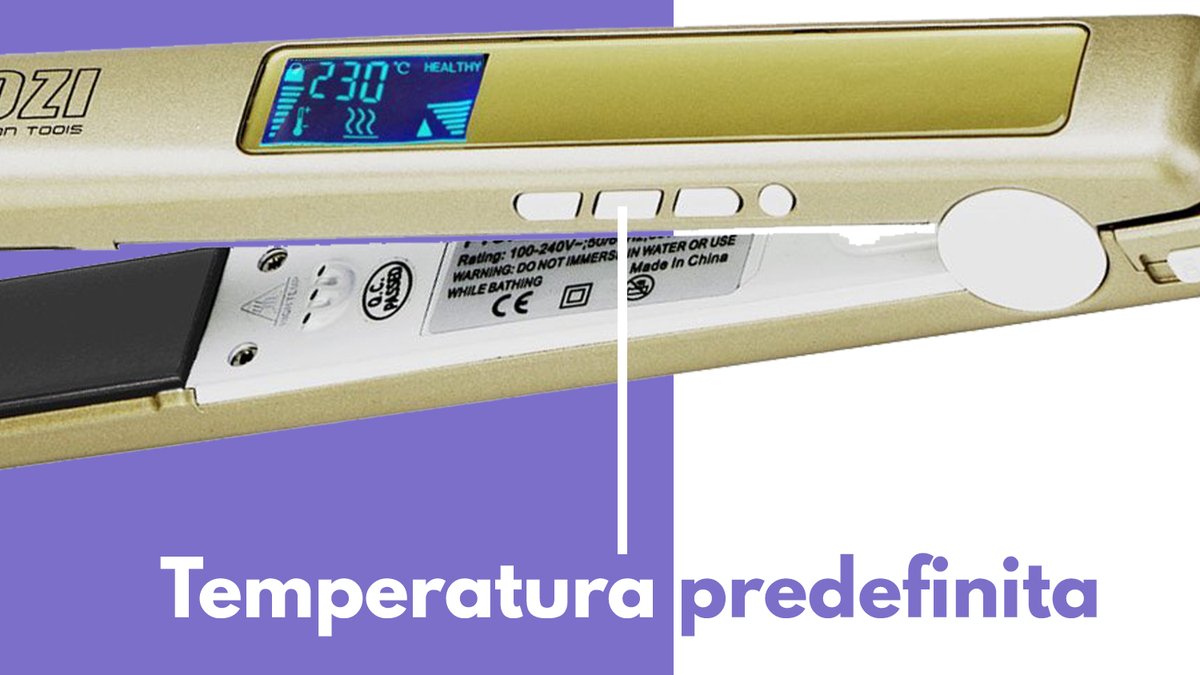 Particolare temperatura predefinita pulsante piastra capelli KIPOZI Pro